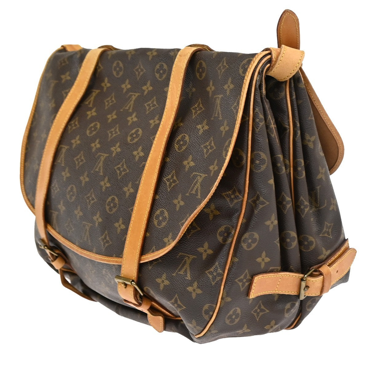 Louis Vuitton Louis Vuitton Saumur Handbag Monogram Canvas Brown Leather Shoulder Bag Bag (Pre-Loved)