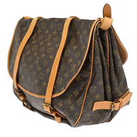 Louis Vuitton Louis Vuitton Saumur Handbag Monogram Canvas Brown Leather Shoulder Bag Bag (Pre-Loved)