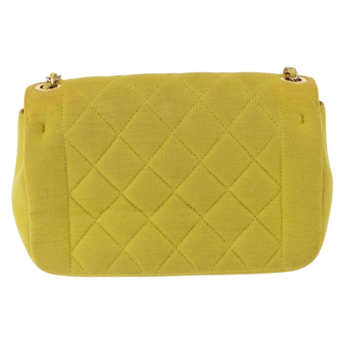 Chanel Chic With Me Flap Bag Quilted Jersey Yellow Cotton Shoulder Bag Bag (Authentic Pre-Loved)