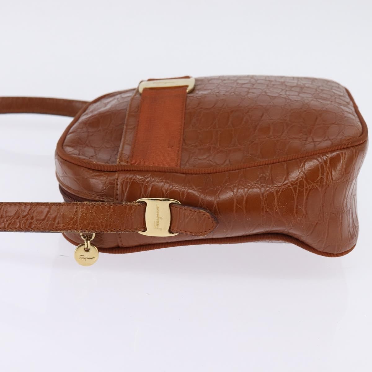 Salvatore Ferragamo Vala Shoulder Bag Leather Brown Leather Shoulder Bag Bag (Authentic Pre-Loved)