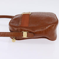 Salvatore Ferragamo Vala Shoulder Bag Leather Brown Leather Shoulder Bag Bag (Authentic Pre-Loved)
