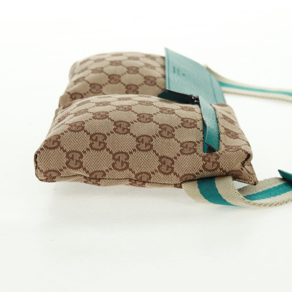 Gucci Vintage Double Belt Bag Gg Canvas With Leather Beige Canvas Shoulder Bag Bag (Authentic Pre-Loved)