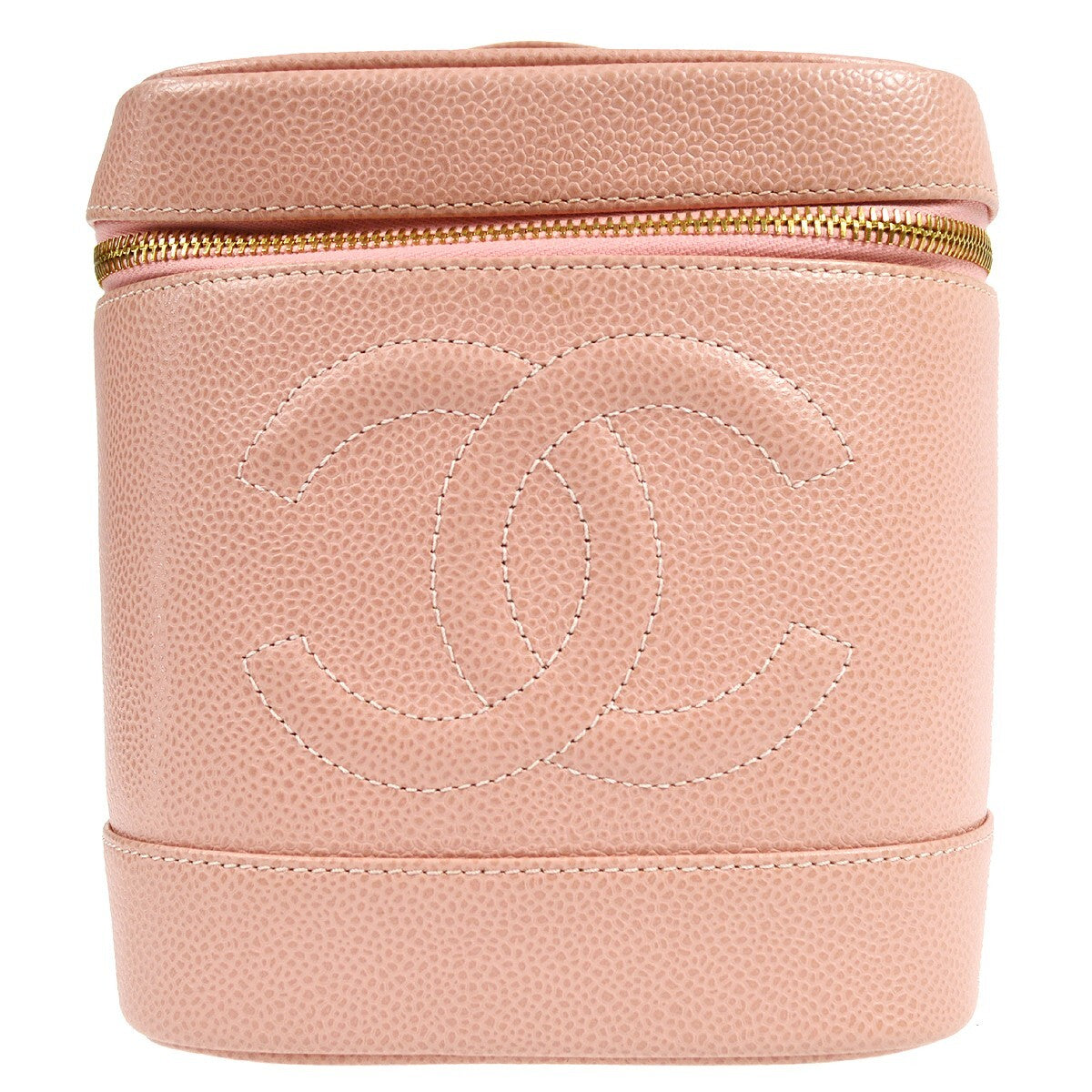 Chanel Vintage Timeless Cosmetic Case Caviar Pink Leather Clutche & Pouche Bag (Authentic Pre-Loved)