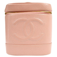 Chanel Vintage Timeless Cosmetic Case Caviar Pink Leather Clutche & Pouche Bag (Authentic Pre-Loved)
