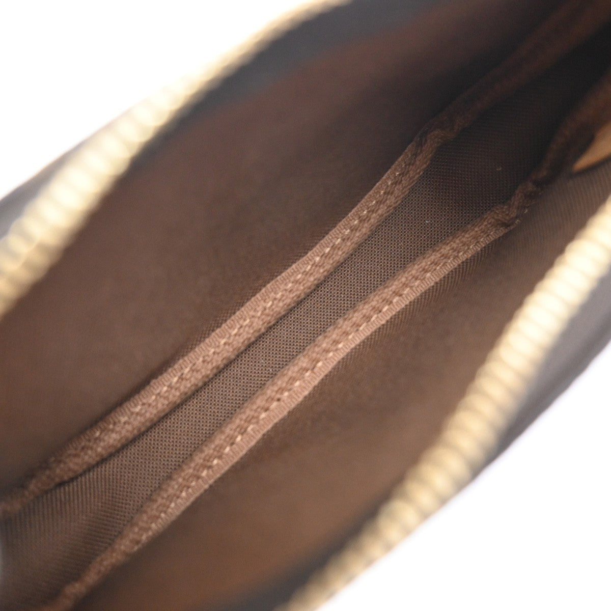 Louis Vuitton Mini Pochette Accessoires Canvas Brown Leather Clutche & Pouche Bag (Pre-Loved)
