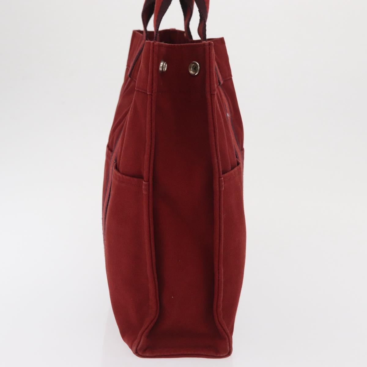Hermes Fourre Tout Tote Canvas Red Canvas Tote Bag Bag (Authentic Pre-Loved)
