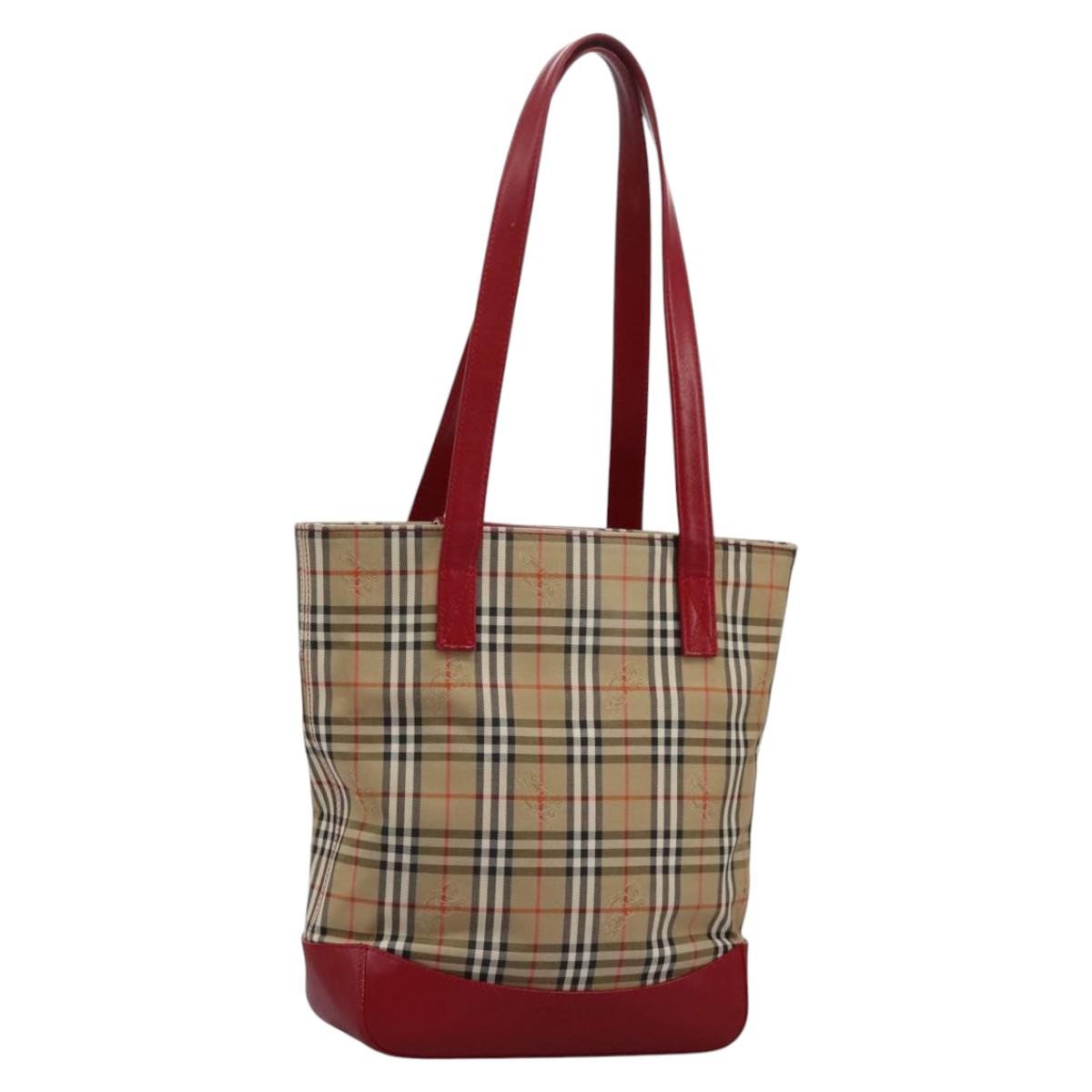 Burberry Nova Check Tote Canvas Check Pattern Beige Canvas Tote Bag Bag (Authentic Pre-Loved)
