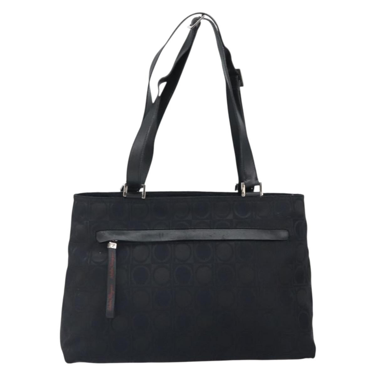 Salvatore Ferragamo Gancini Tote Nylon Black Nylon Tote Bag Bag (Pre-Loved)