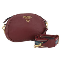 Prada Dual Strap Crossbody Bag Vitello Daino Burgundy Leather Shoulder Bag Bag (Pre-Loved)