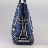 Burberry Nova Check Tote Canvas Check Pattern Blue Canvas Tote Bag Bag (Authentic Pre-Loved)