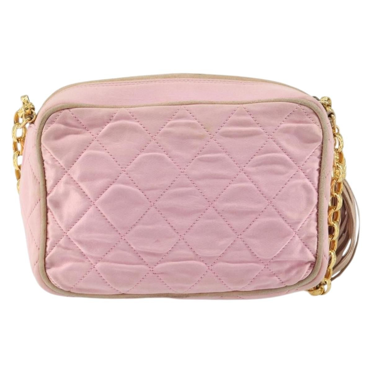 Chanel Vintage Camera Tassel Bag Satin Pink Satin Shoulder Bag Bag (Pre-Loved)