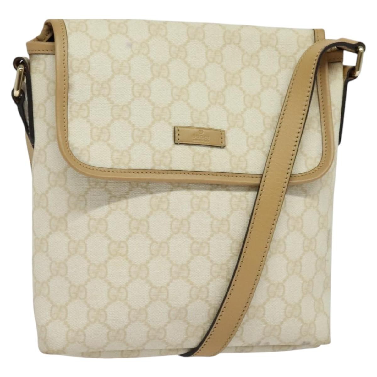 Gucci Flap Messenger Gg Coated Canvas White Canvas Shoulder Bag Bag (Pre-Loved)