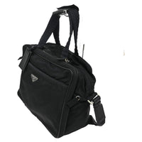 Prada Expandable Front Zip Boston Bag Tessuto Black Nylon Travel Bag Bag (Pre-Loved)