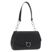 Salvatore Ferragamo Gancini Shoulder Bag Leather Black Leather Shoulder Bag Bag (Pre-Loved)