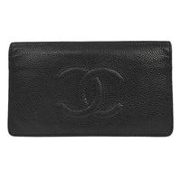Chanel Chanel V Stitch Chevron Long Bifold Wallet Pink Chevron Black Calfskin Wallets Accessory (Authentic Pre-Loved)