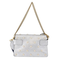 Gucci Broadway Pearly Bee Shoulder Bag Embellished Leather Silver Leather Shoulder Bag Bag (Authentic Pre-Loved)