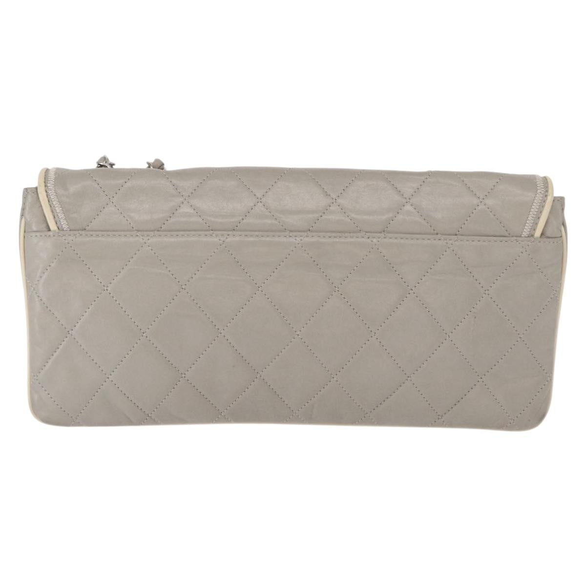 Chanel Mademoiselle Lock Flap Bag Quilted Lambskin Gray Leather Shoulder Bag Bag (Authentic Pre-Loved)
