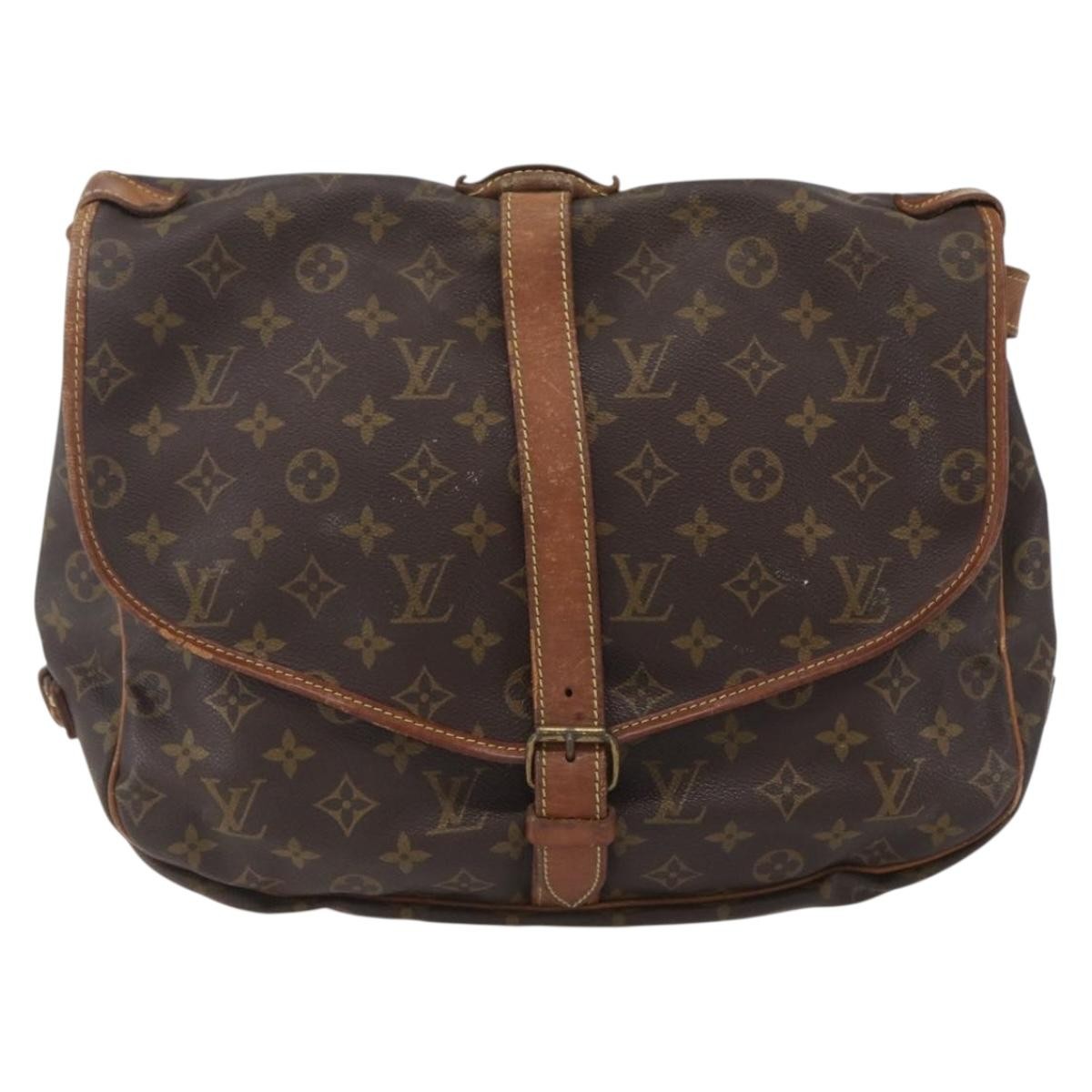 Louis Vuitton Saumur Handbag Monogram Canvas Brown Canvas Shoulder Bag Bag (Pre-Loved)