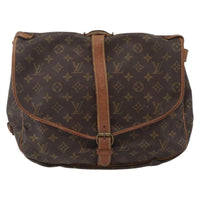 Louis Vuitton Saumur Handbag Monogram Canvas Brown Canvas Shoulder Bag Bag (Pre-Loved)