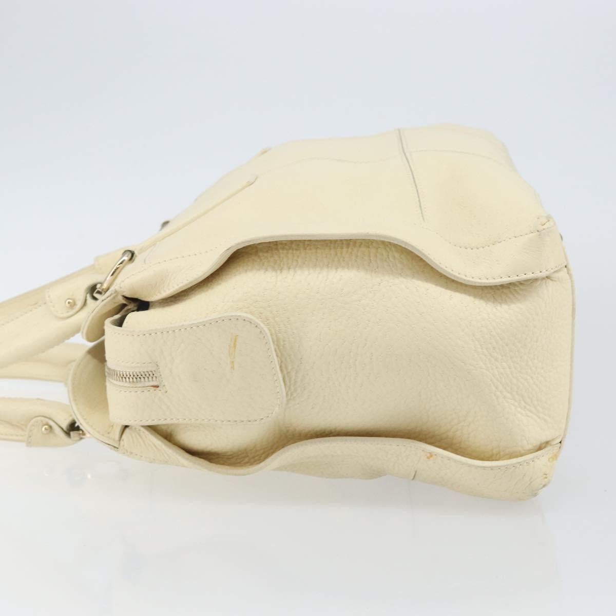 Salvatore Ferragamo Gancini Shoulder Bag Leather Beige Leather Shoulder Bag Bag (Authentic Pre-Loved)