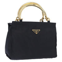 Prada Metal Handles Tote Tessuto Navy Nylon Tote Bag Bag (Pre-Loved)