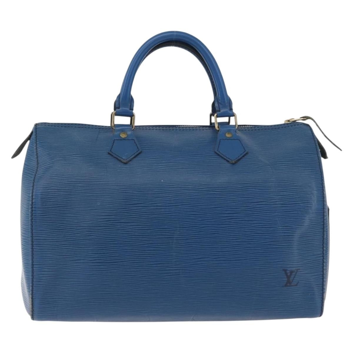 Louis Vuitton Speedy Handbag Epi Leather Blue Leather Handbag (Authentic Pre-Loved)