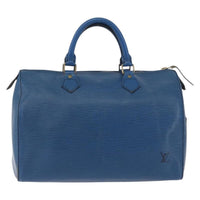 Louis Vuitton Speedy Handbag Epi Leather Blue Leather Handbag (Authentic Pre-Loved)