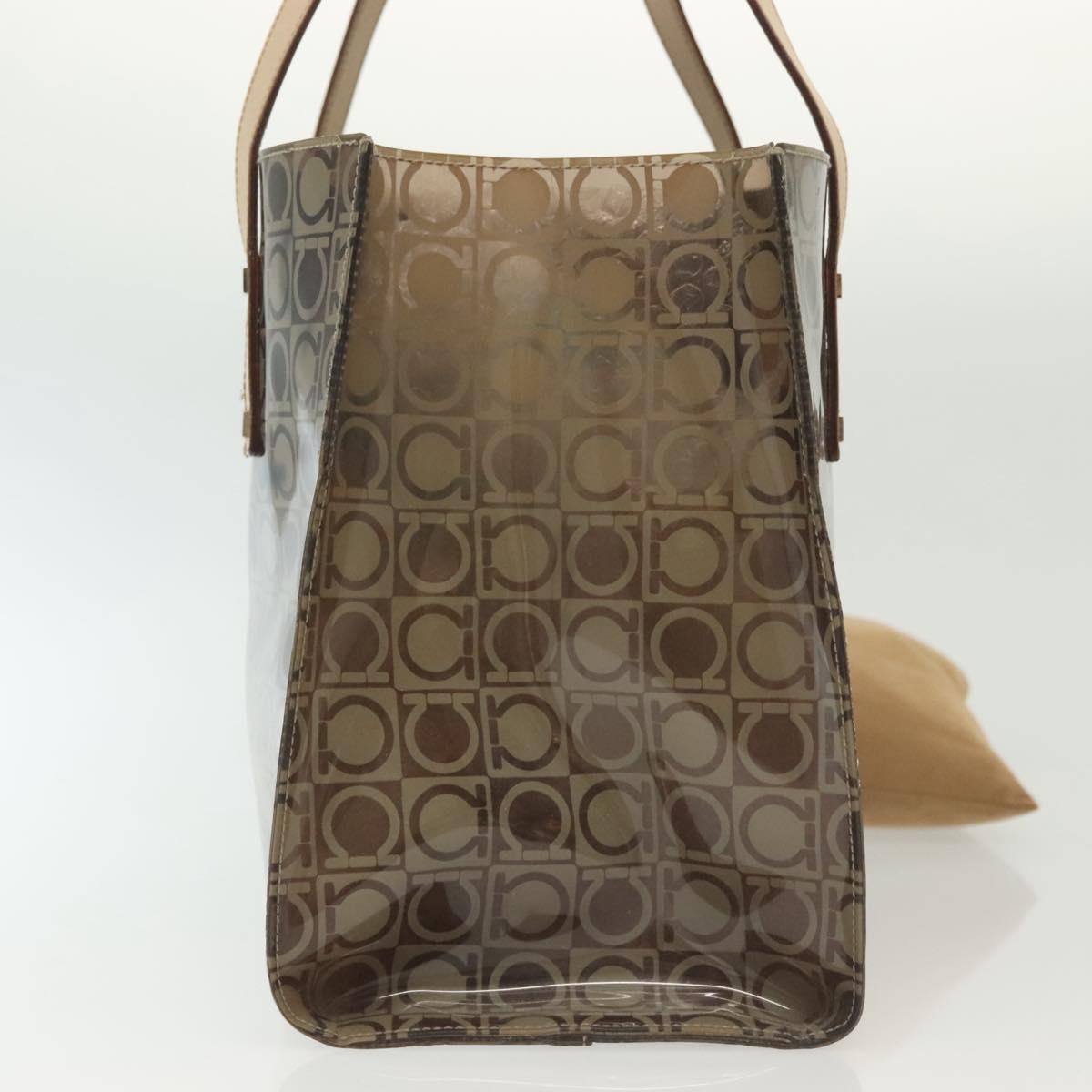 Salvatore Ferragamo Salvatore Ferragamo Gancini Tote Vinyl Brown Synthetic Tote Bag Bag (Pre-Loved)