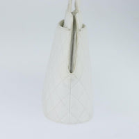 Chanel Vintage Cc Zip Around Bowler Bag Quilted Caviar White Leather Tote Bag Bag (Pre-Loved)
