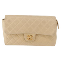 Chanel Vintage Classic Flap Backpack Quilted Lambskin Beige Leather Backpack Bag (Authentic Pre-Loved)