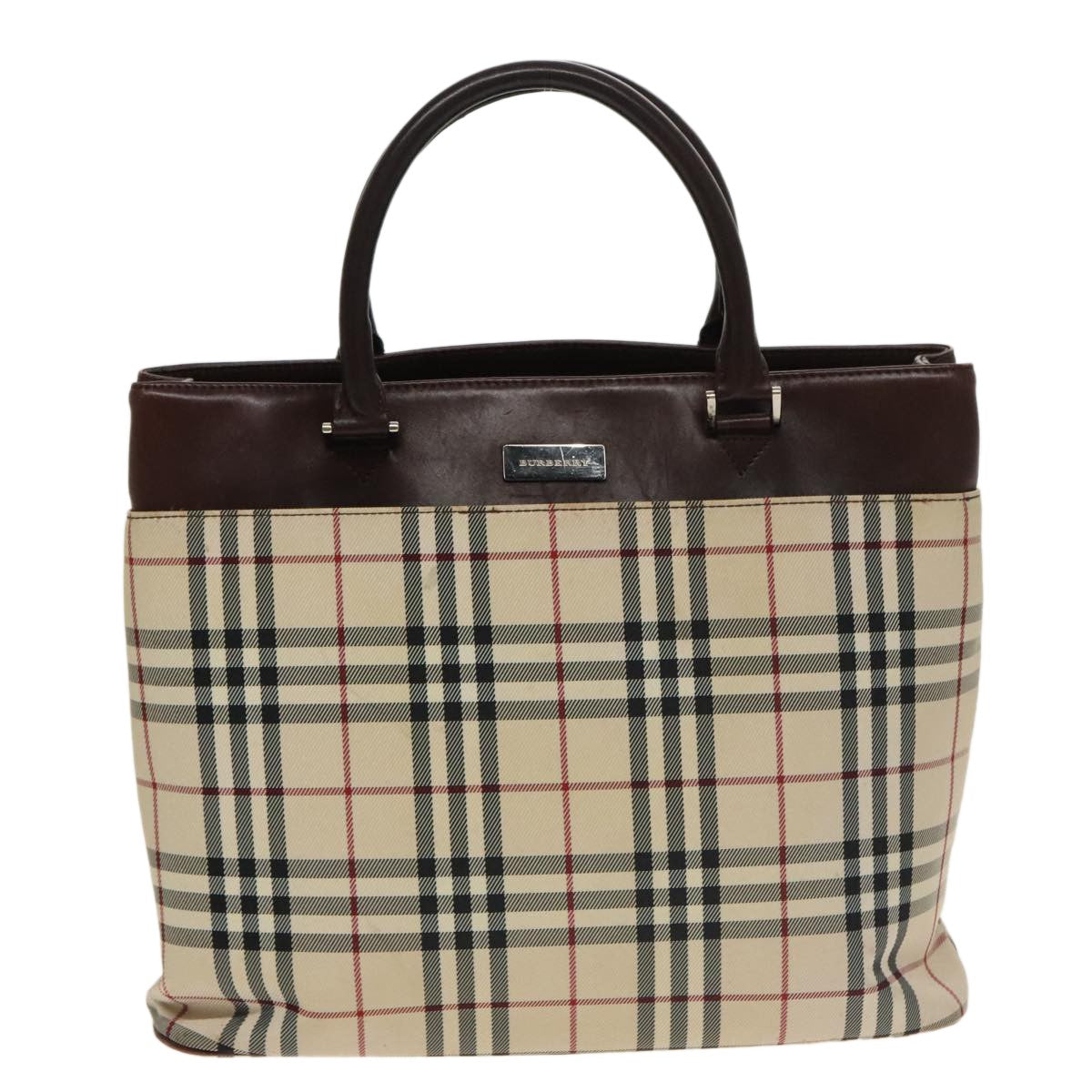 Burberry Nova Check Tote Canvas And Leather Beige Canvas Tote Bag Bag (Pre-Loved)