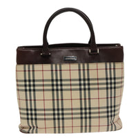 Burberry Nova Check Tote Canvas And Leather Beige Canvas Tote Bag Bag (Pre-Loved)