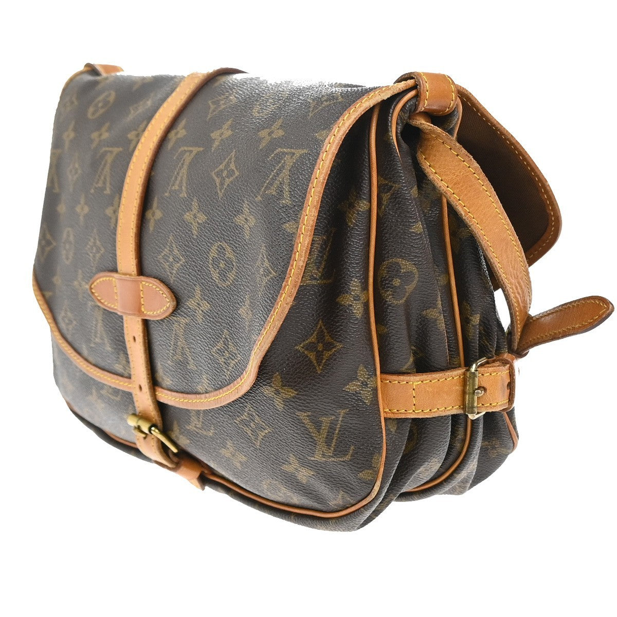 Louis Vuitton Saumur Handbag Monogram Canvas Brown Canvas Shoulder Bag Bag (Authentic Pre-Loved)