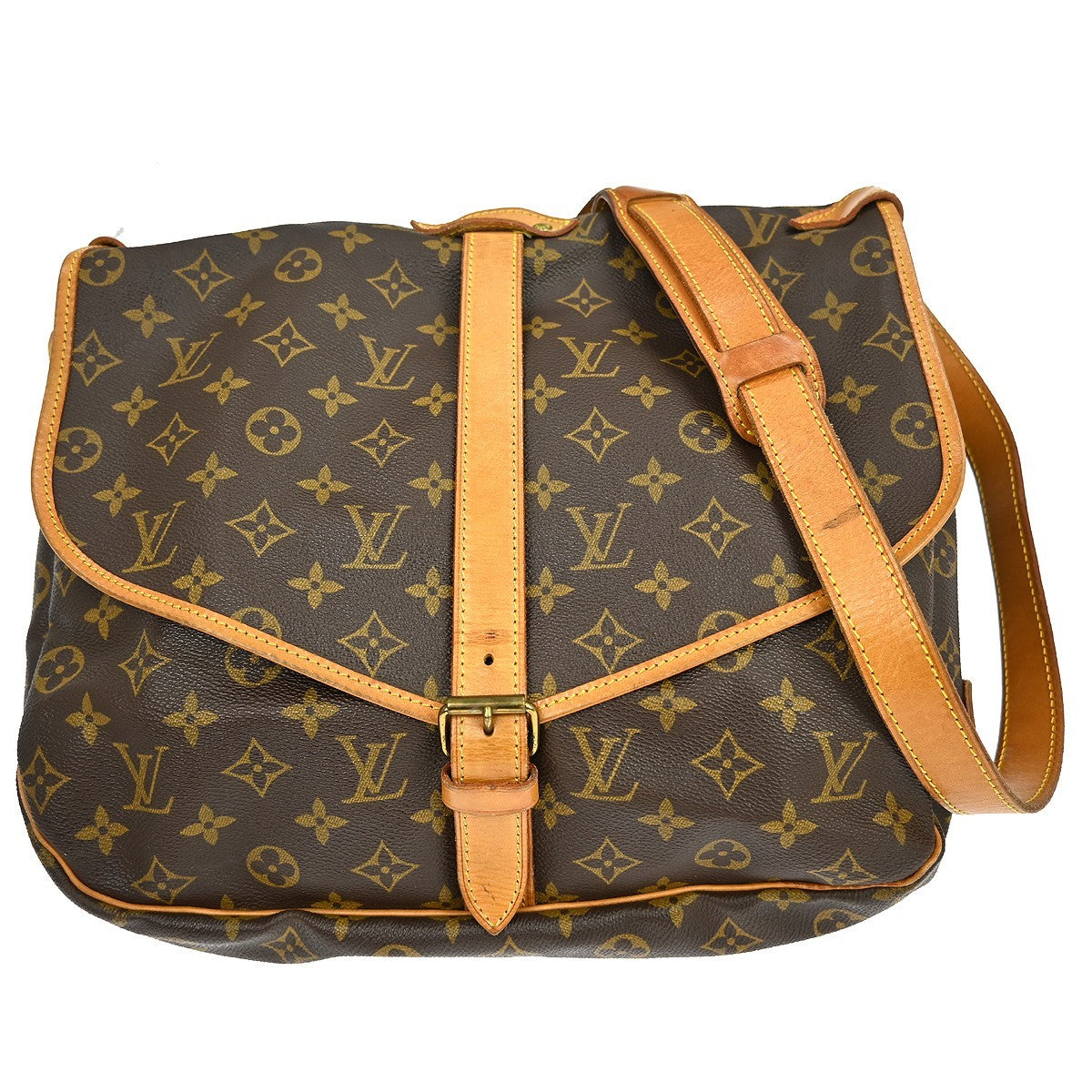 Louis Vuitton Saumur Handbag Monogram Canvas Brown Canvas Shoulder Bag Bag (Authentic Pre-Loved)