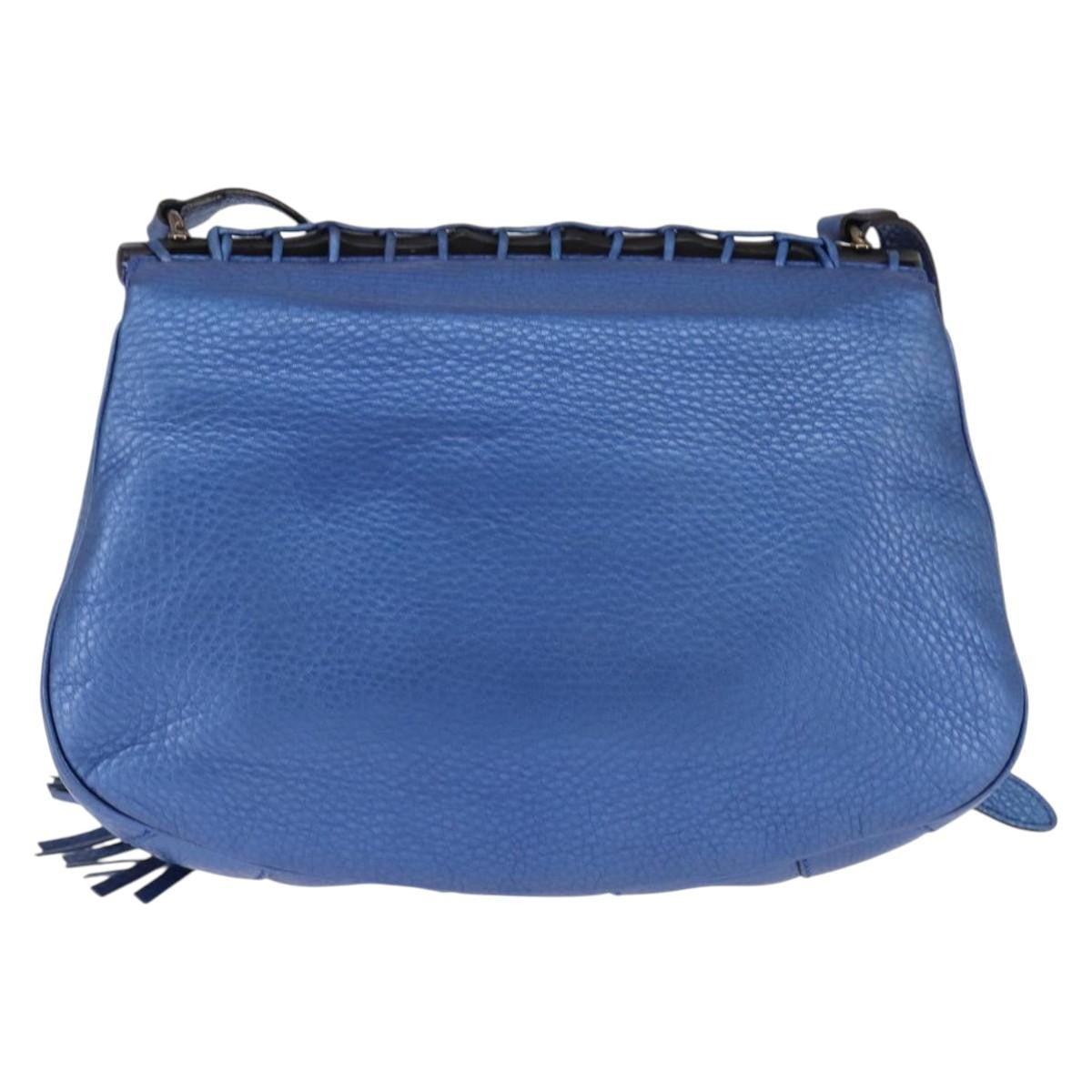 Gucci Nouveau Fringe Crossbody Bag Leather Blue Leather Shoulder Bag Bag (Pre-Loved)