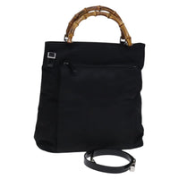 Gucci Vintage Bamboo Handle Bag Nylon Black Nylon Tote Bag Bag (Authentic Pre-Loved)