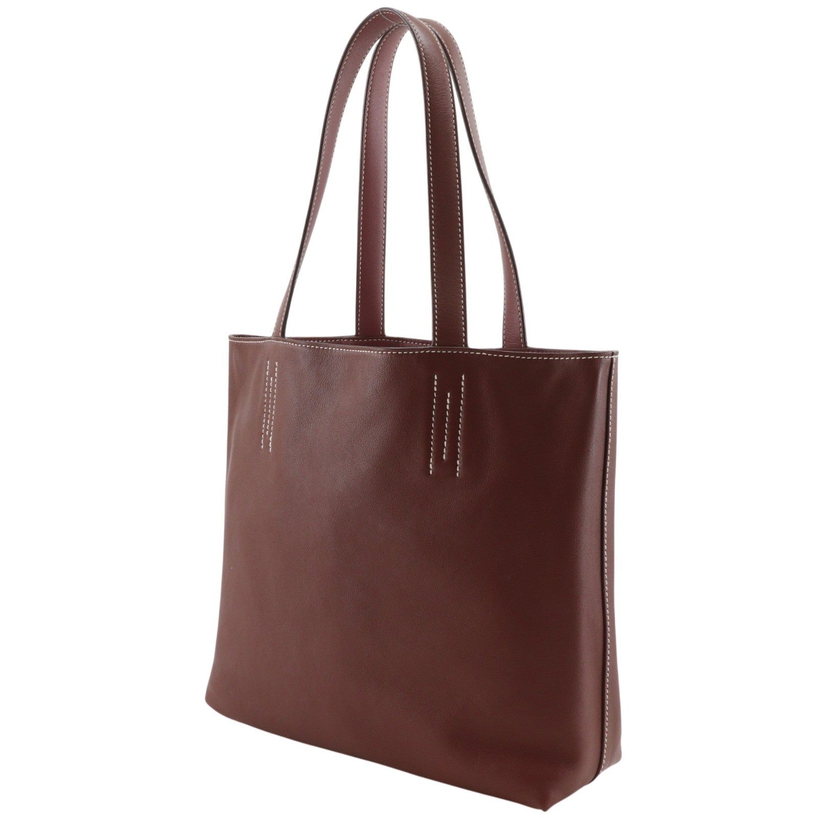 Hermes Hermes Double Sens Tote Veau Sikkim Burgundy Leather Tote Bag Bag (Pre-Loved)