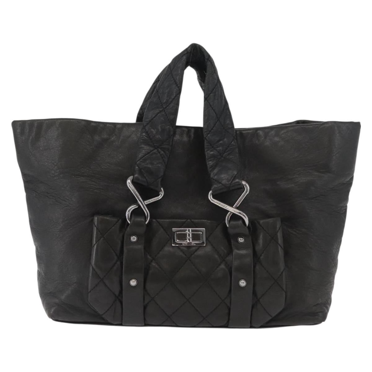 Chanel 8 Knots Tote Lambskin Black Leather Tote Bag Bag (Pre-Loved)