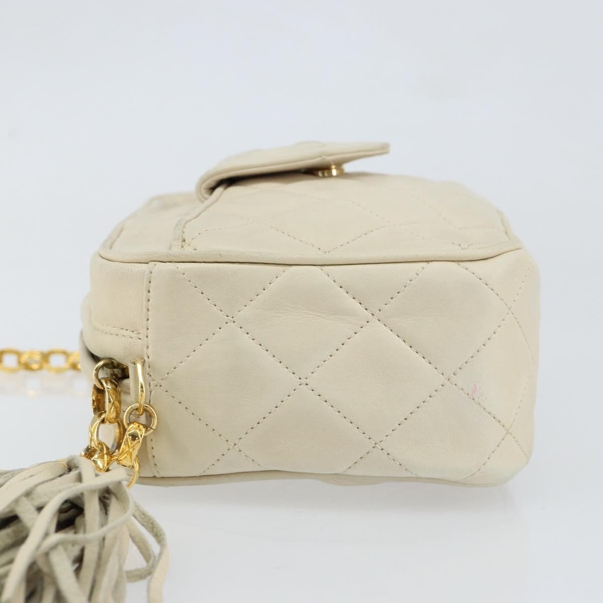 Chanel Vintage Front Pocket Camera Bag Quilted Lambskin Beige Leather Shoulder Bag Bag (Authentic Pre-Loved)