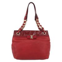 Salvatore Ferragamo Vala Tote Leather Red Leather Tote Bag Bag (Pre-Loved)