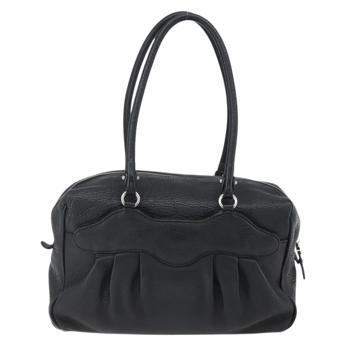 Salvatore Ferragamo Gancini Buckle Shoulder Bag Leather Black Leather Shoulder Bag Bag (Authentic Pre-Loved)