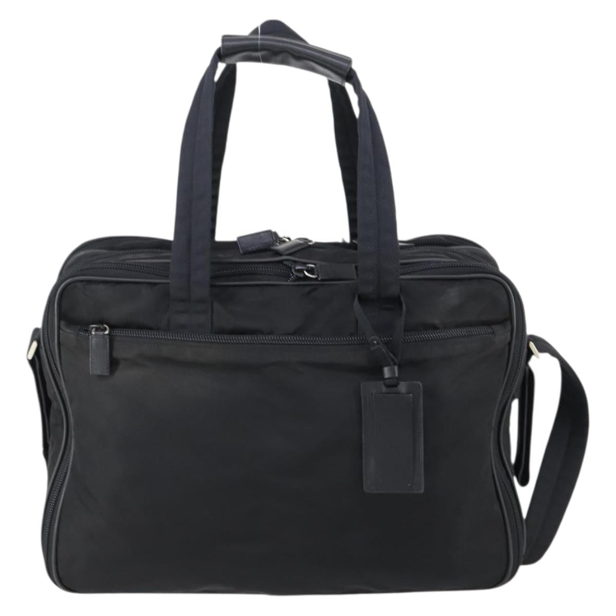 Prada Porta Computer Briefcase Tessuto And Saffiano Leather Black Nylon Briefcase Bag (Authentic Pre-Loved)