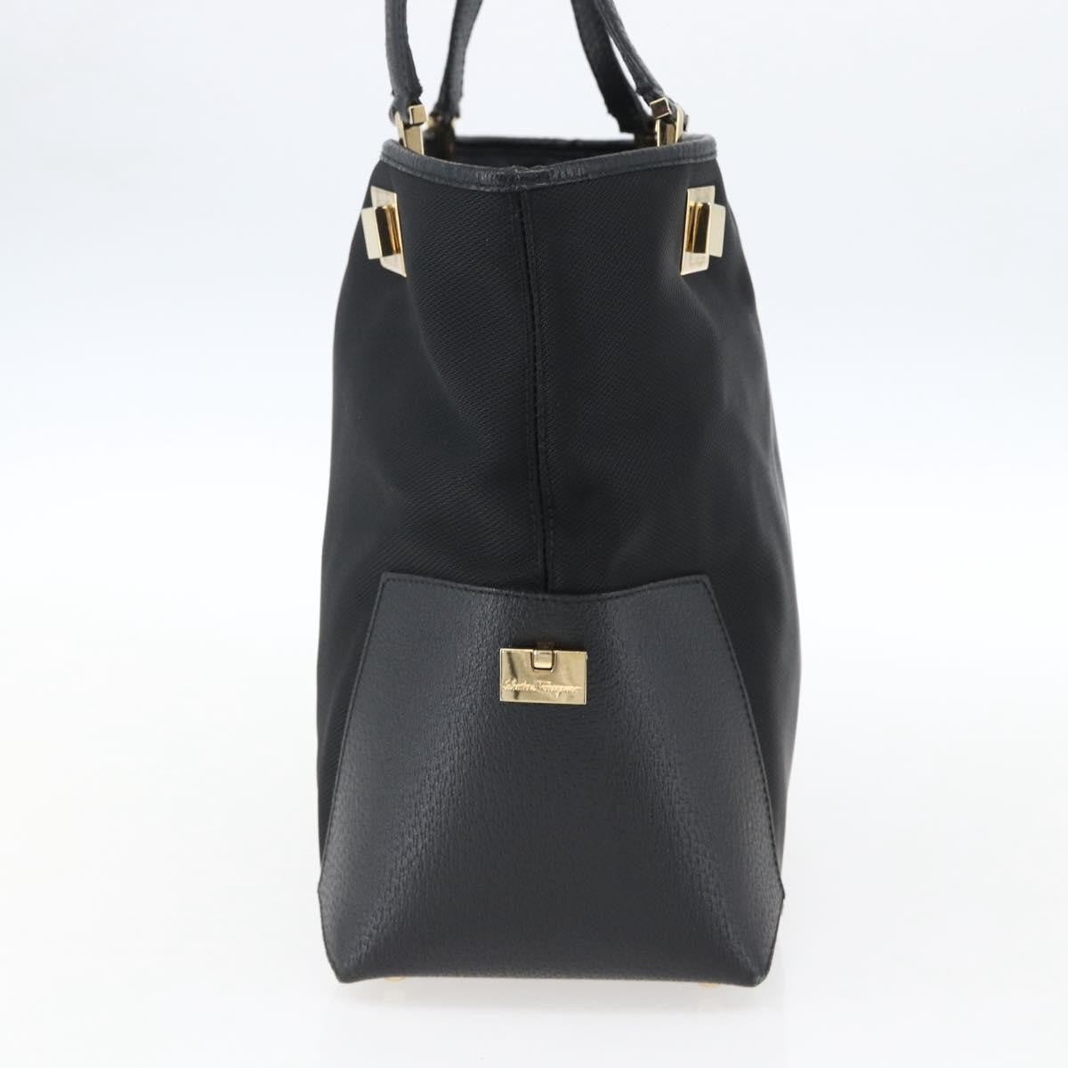 Salvatore Ferragamo Tote Bag Canvas Black Canvas Tote Bag Bag (Authentic Pre-Loved)