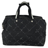 Chanel Travel Line Boston Bag Printed Nylon Black Nylon Travel Bag Bag (Pre-Loved)