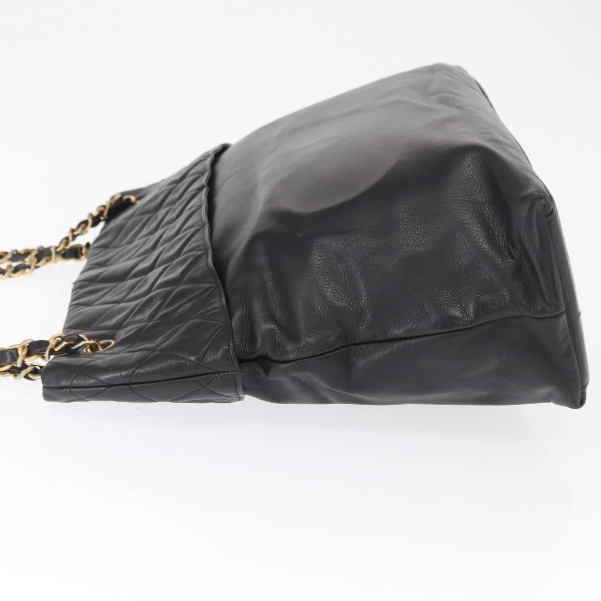 Chanel Chain Tote Leather Black Leather Handbag (Authentic Pre-Loved)