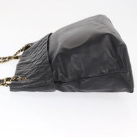 Chanel Chain Tote Leather Black Leather Handbag (Authentic Pre-Loved)