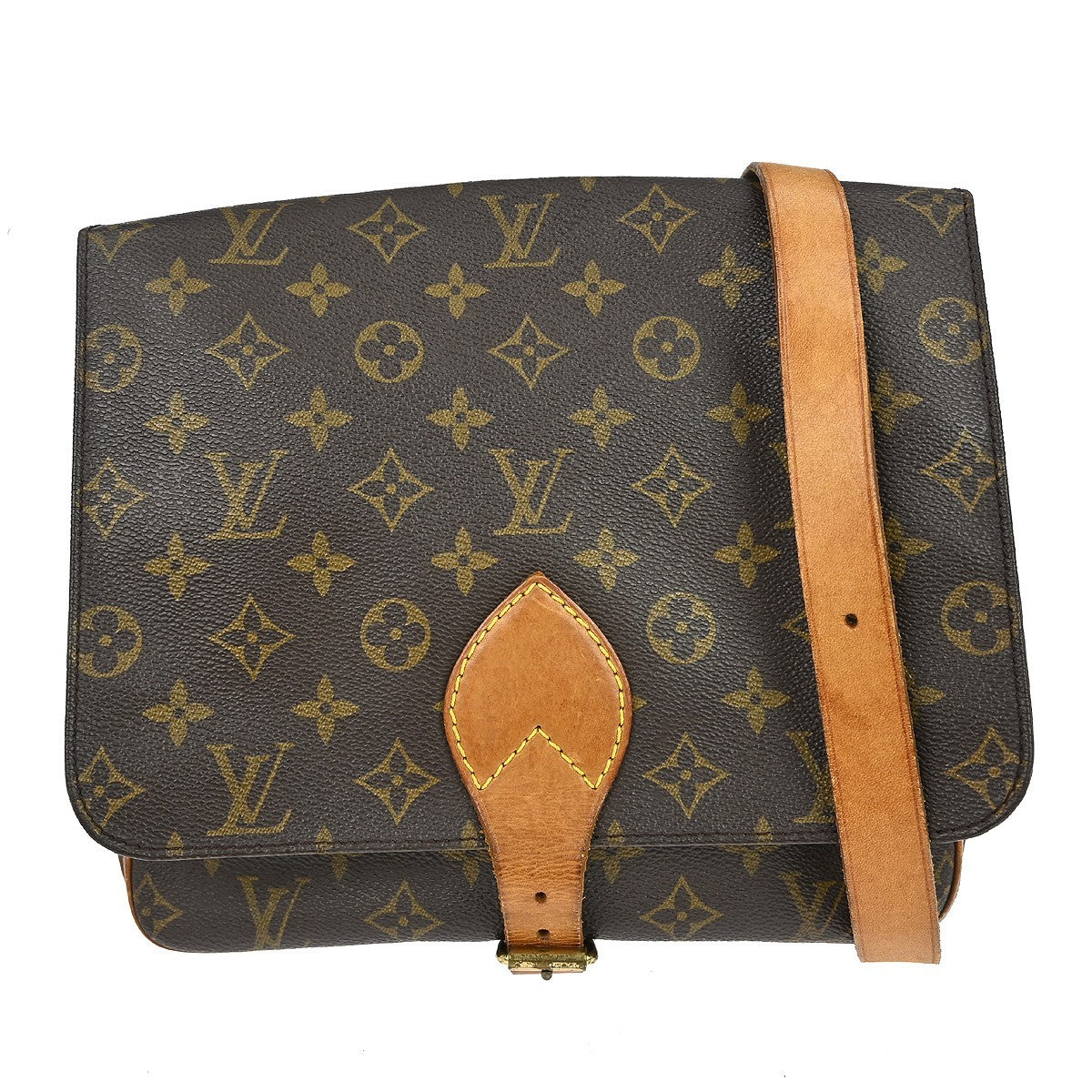 Louis Vuitton Cartouchiere Handbag Monogram Canvas Brown Canvas Shoulder Bag Bag (Authentic Pre-Loved)