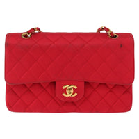 Chanel Timeless - Classic Double Flap Bag Quilted Satin Red Satin Shoulder Bag Bag (Pre-Loved)