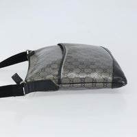 Gucci Zip Messenger Bag Gg Canvas With Perforated Leather Navy Canvas Shoulder Bag Bag (Pre-Loved)