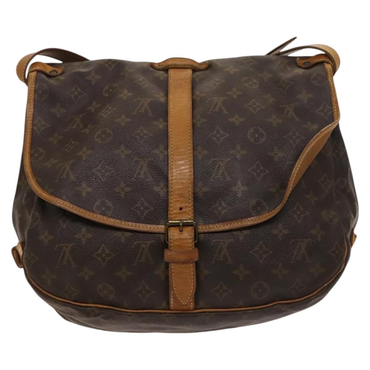 Louis Vuitton Saumur Handbag Monogram Canvas Brown Canvas Shoulder Bag Bag (Pre-Loved)